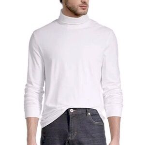 L.L. BEAN Men’s Traditional Fit White Cotton Turtleneck Long Sleeve T-Shirt XXL